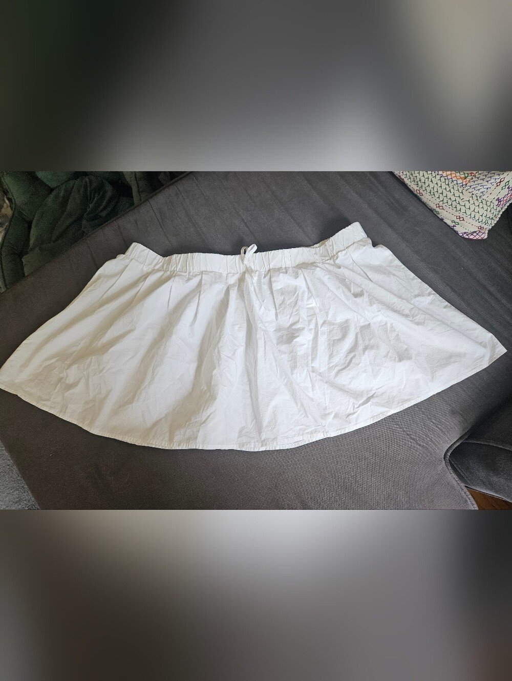H&M White Cotton Circle Skirt with Drawstring Waist
